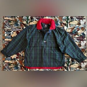 Chaps Green and Red Windbreaker Jacket